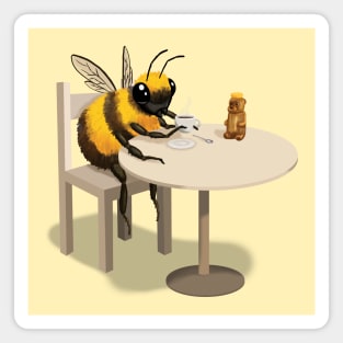 Bee Drinking Tea Magnet